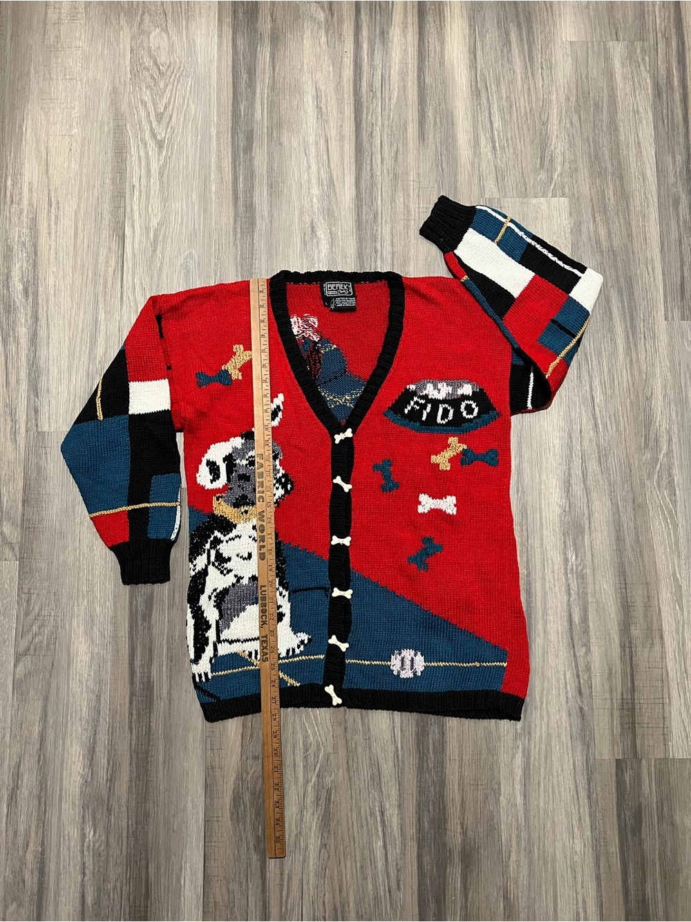 Vintage 1988 Berek Hand Knit Dog Novelty Cardigan Sweater size Large - Picture 7 of 8
